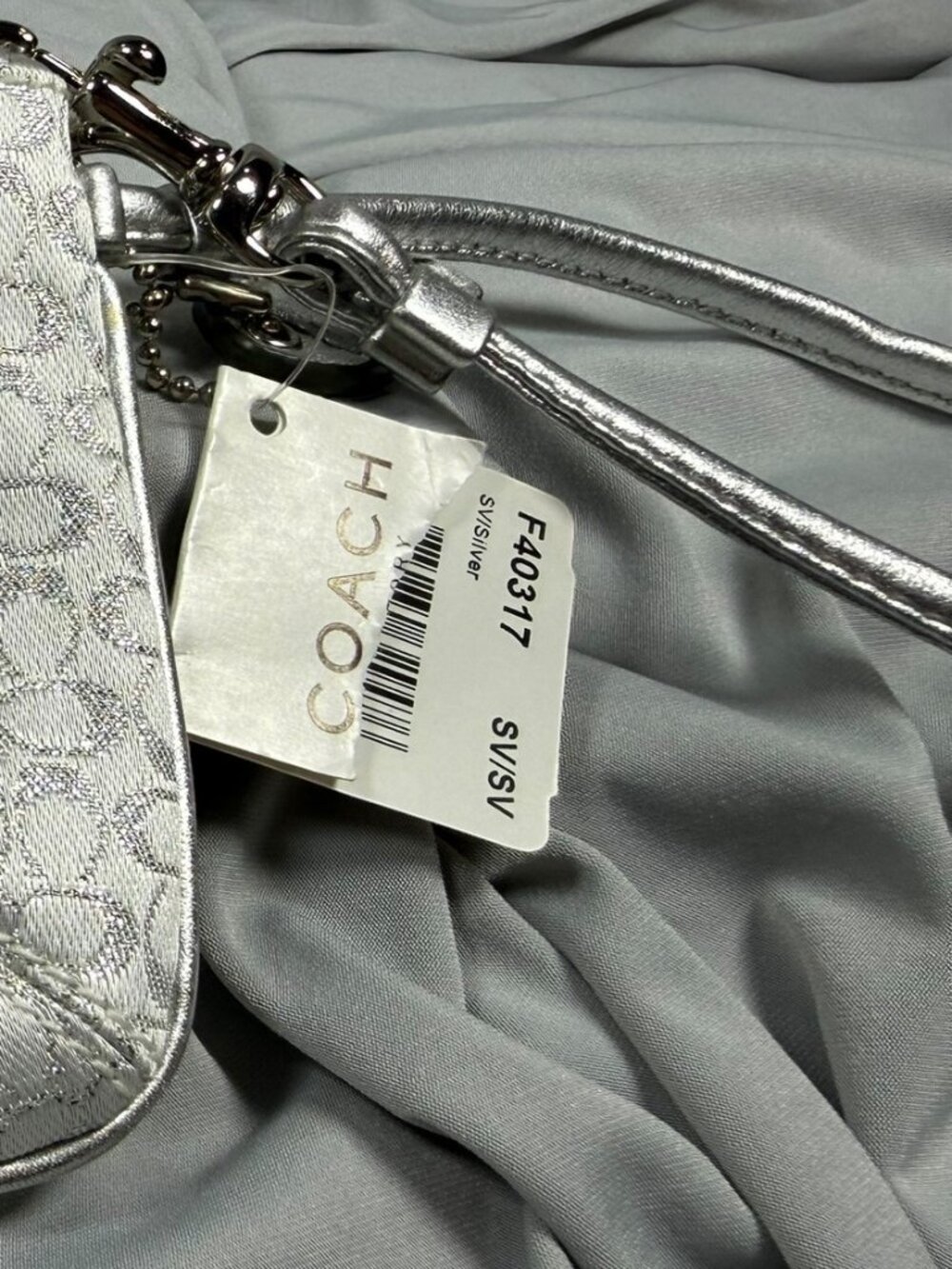 Coach F40317 Silver Metallic Signature C Wristlet NWT Y2K Glam - Picture 8 of 9